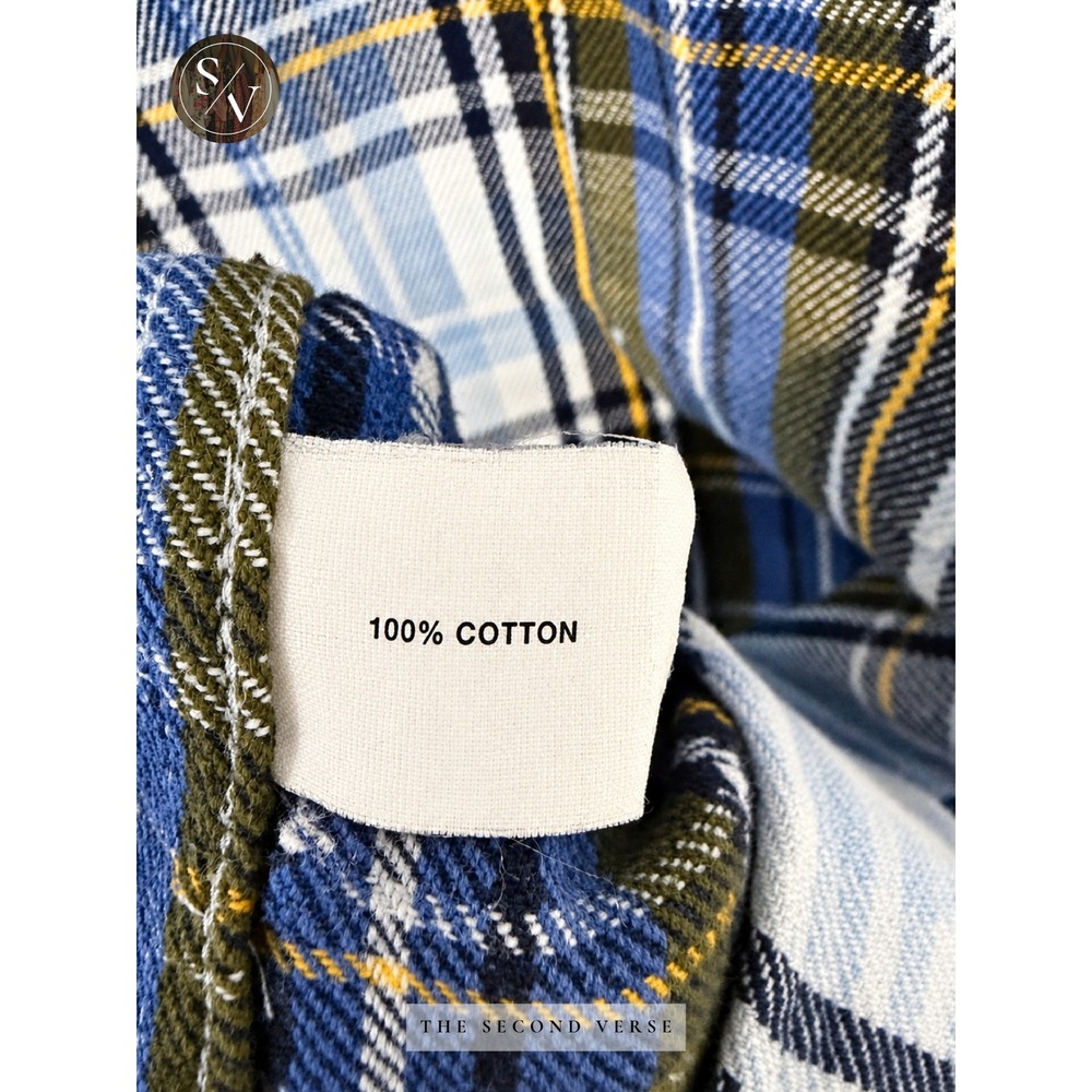 GAP Relaxed Fit Plaid Flannel Shirt Mens XL Blue Green Long Sleeve Cotton - Picture 8 of 8